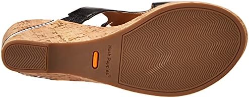 Hush Puppies Women's Maya Ankle Strap Wedge Sandal, Black Leather, 7 Wide | Image 3