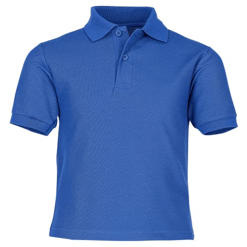 Fruit of the Loom Polo para niños 65/35, de mezcla de poliéster y algodón de fácil cuidado, duradero y lavable hasta 60 °C, para niños y niñas, azul real, 164