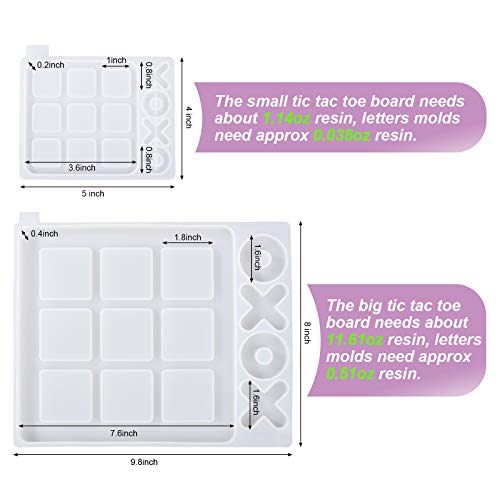 LET'S RESIN Large Tic Tac Toe Resin Mold 2Pcs, Tic Tac Toe Molds for Resin Casting, Large Epoxy Resin Silicone Molds for DIY Tabletop Board Game,Travel Game2