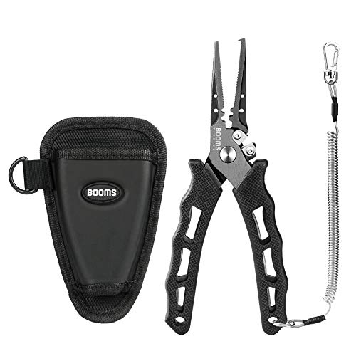 Booms Fishing F07 Pliers Hook Remover, Split Ring Pliers Stainless Steel, Saltwater Tools With Lanyard and Sheath, Gift for Men A: 7" Split Ring Nose Pliers Only