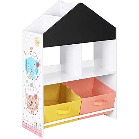 SONGMICS Estantería Infantil de Juguetes y Libros con Cajas y Pizarra GKR320W01 Cover