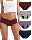 INNERSY Women's Period Underwear Hipster Postpartum Leakproof Protective Menstrual Panties 4-Pack (Deep Charm, Large)