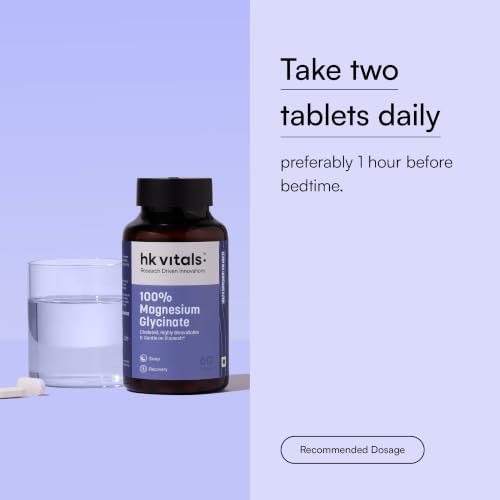 Image of hk vitals 100% Magnesium Glycinate (1880mg) 60 Tablets | For Better Sleep Quality & Muscle Recovery | Trustified Certified