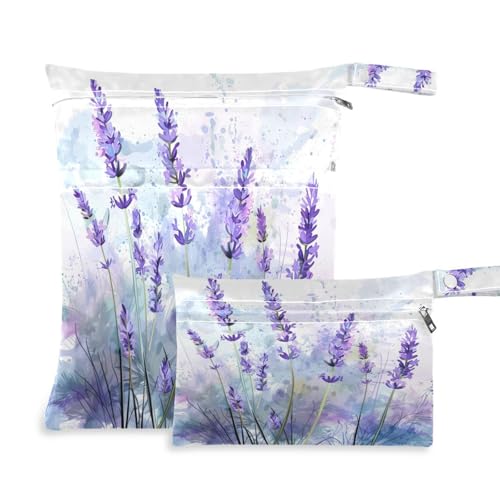 Coikll Wet Dry Bags for Cloth Diaper 2 Pack Waterproof Yoga Gym Bag for Swimsuit Wet Clothes Baby Items-?Purple Lavender?