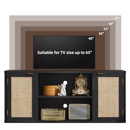 LEYAOYAO Rattan TV Stands for Living Room, Black - image 7