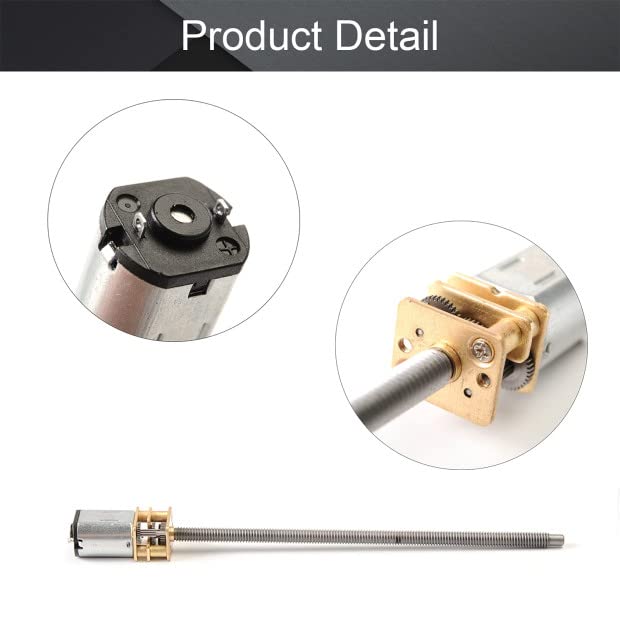 Miniatura 4 de Fielect DC 6V 30RPM N20 Motor de engranaje de reducción de velocidad con eje de rosca de tornillo de plomo M4x100mm para juguetes eléctricos de