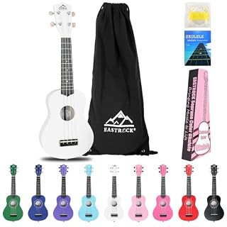 EastRock Ukulélé Soprano Débutants, Hawaïen Ukulele 21 pouces pour Enfant, Yukulele de Kit (Blanc) - Les Beatles, Paul McCartney, John Lennon, RIngo Starr, George Harrison