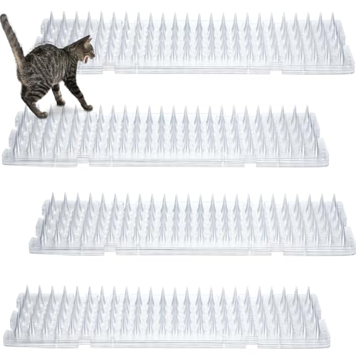 Nuanchu 12 Pieces Cat Deterrent Mat Cat Repellent Mat with Spikes Keep Dogs Off Counter Anti Pet for Outdoor Indoor Plants Garden Sofa Window(16.5 x 3.3 Inch,Clear)