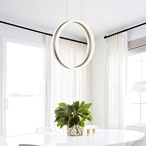 ROYAL PEARL Modern Foyer Pendant Light Dimmable LED Chandelier Adjustable Hanging Pendant Lighting Silver for Living Dining Room Bedroom ROYAL PEARL Modern Foyer Pendant Light Dimmable LED Chandelier Adjustable Hanging Pendant Lighting Silver for Living Dining Room Bedroom