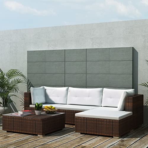Festnight Conjunto Muebles Jardín Ratán,Sofas Jardin Exterior, Muebles Jardín Exterior, Juego de Sofás Ratán, Muebles Terrazade 5 Piezas con Cojines y Mesa Cristal,para Jardín,Terraza (Marrón)