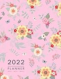 cute decorative pillows  Planner 2022 Hourly Weekly Monthly: 8.5 x 11 Large Notebook Organizer with Hourly Time Slots  Jan to Dec 2022  Cute Summer Flower Design Pink