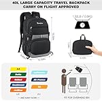 Seektop Lightweight Travel Backpack for Men Women, Multiple Pockets 40L Hiking Backpack Foldable Carry on Backpack for Outdoor Camping Sport Leisure (Black) - Image 2