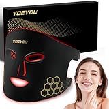 YOEYOU Red Light Therapy for Face, 850nm Near Infrared LED Face Mask, 4 Light Modes, Portable Rechargeable Red Light Therapy Mask Skincare Device for Facial Rejuvenation