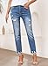 EVALESS Womens Jeans Stretchy High Waisted Pull On Ripped Distressed Jean Tummy Control Straight Ankle Denim Pants Sky Blue Size 8