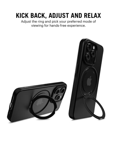 Image of DailyObjects Polycarbonate Case for iPhone 15 Pro Max Compatible with Mag-Safe Wireless Charging,Halo 2.0 with Rotatable Stand Slim Shockproof Back Cover