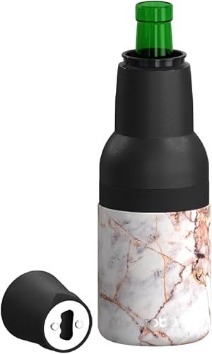 Miniatura 20 de Asobu Frosty Beer Holder, enfriador de latas y botellas de cerveza de acero inoxidable de doble pared con aislamiento al vacío y destapador de Negro