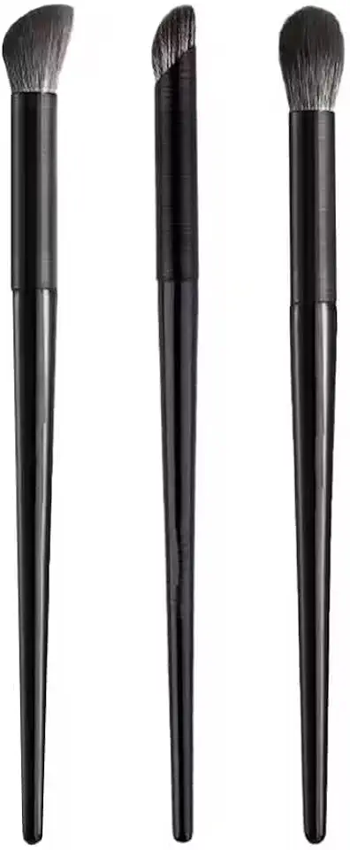 Conjunto de 3 peças de pincéis de sombra de nariz, cerdas ovais de nylon hipoalergênicas, tipo de pele universal, ferramentas de maquiagem profissionais com alça de plástico ABS
