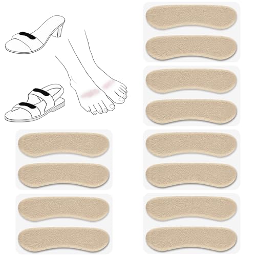 Image of Cutecrop 6 Pair Sandal Shoe Strap Extender Heel Sandal Strap Cushion Strips Heel Grips Liner Insert for Shoes Too Big Preventing Slipping, Rubbing, Non-Slip(Beige)