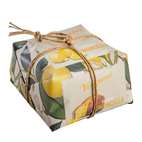 Vergani Italian Limoncello Panettone Christmas Holiday Cake with Candied Lemon Peels, Imported from Italy, 1lb 10.4oz (750g)