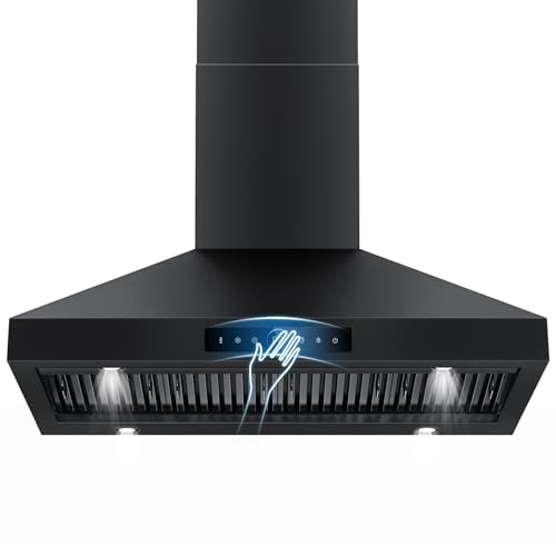 Image of 48 inch Range Hood Wall Mount, 1500 CFM with 4-Speed Gesture Sensing & Touch Control, Stainless Steel Ducted Kitchen Stove Vent Hoods with 4 LED Lights, Time Setting, Dishwasher-Safe Baffle Filters