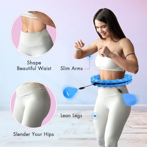 Image of Hula Hoop with Adjustable Weights, Auto-Spinning Ball, Fitness Exercise Hoop Henirag for Men & Women Adults and Kids-Multi Color(Design-3)