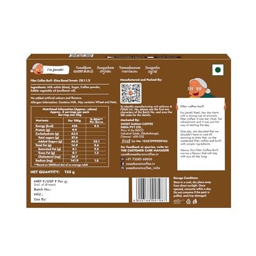 Image of Sweet Karam Coffee Filter Coffee Burfi - 125grams | No Maida or Preservatives | Made with Filter Coffee & Khoa | Authentic Homemade Recipe | Perfect for Gifting & Festive Celebration (Pack of 3)