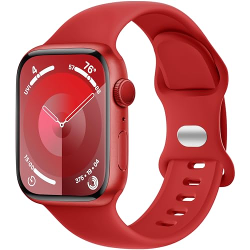 DaQin Sport Band Apple Watch 38–49mm — Red Silicone Strap