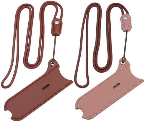 lanyard PU protective sleeve/outdoor anti-lost removable nylon rope artificial leather protective sleeve compatible with r-e-x/J-u-l/mo-t/yo-z etc. [2pack ] [brown+pink]