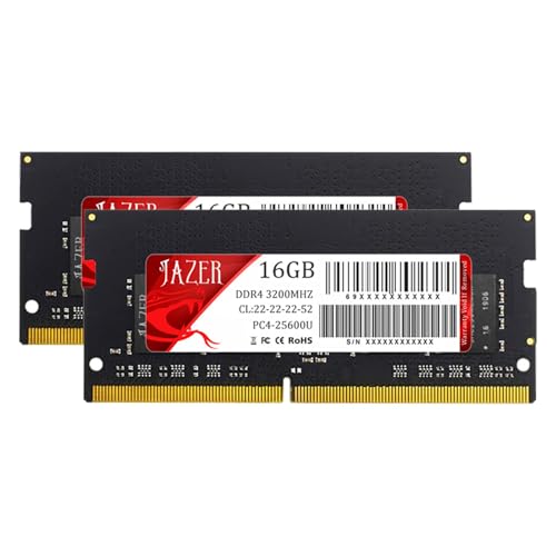 JAZER RAM 32GB (2x16GB) DDR4 3200MHz SODIMM CL22 Arbeitsspeicher Kit für Laptop/Notebooks,Hochleistungs Computer Memory