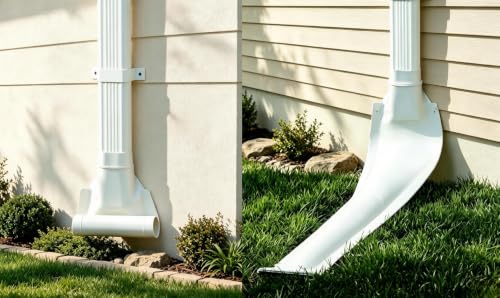 WUBOECE 1 Pack Gutter Downspout Extensions Flexible Drain Away Downspout Extender for Rain Water Diverter Fits All Standard Downspouts (White 11x48)