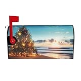 Brievenbushoezen magnetische welkomstbrievenbus wrap waterdichte brievenbus cover wraps post brievenbus cover kerstboom op het strand zomer brievenbus wrap voor buiten tuin tuin decor 53 x 45 cm