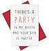Party in My Mouth Birthday Card, Naughty Anniversary Card, Funny Card for Boyfriend Husband Fiance