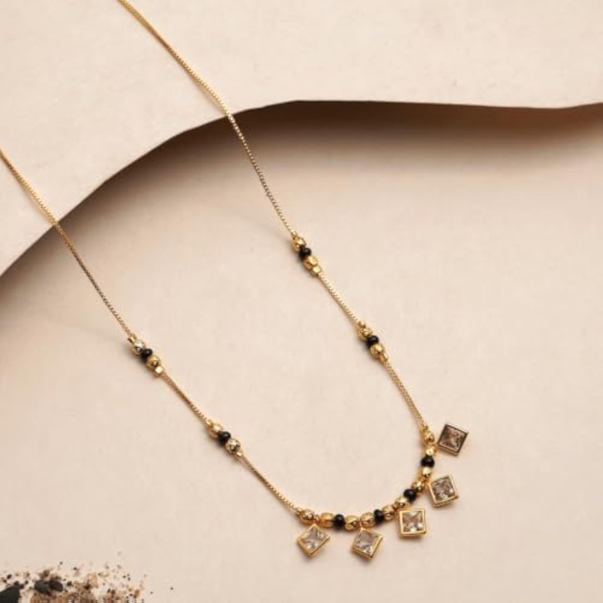 Women's Gold Plated Short Mangalsutra with AD Stone