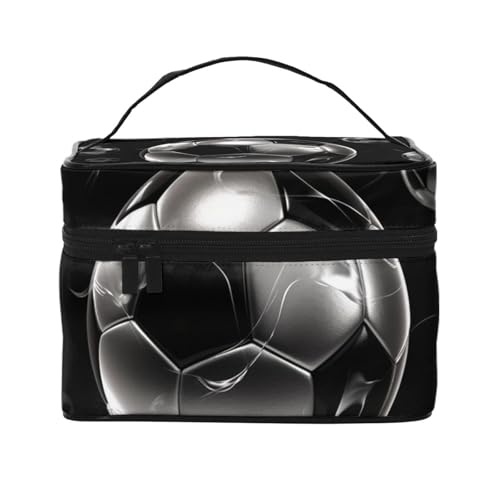 Trousse de maquillage noire football imperméable idéale pour le sport et voyage