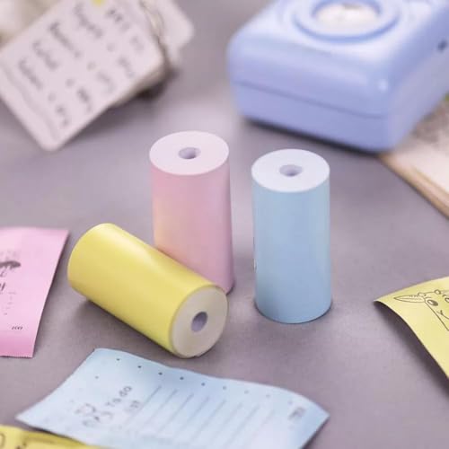 Kit 6 Unidades Bobinas Rolo De Papel 55 * 25mm Colorido Mini Impressora Portátil a Prova De Água Imp