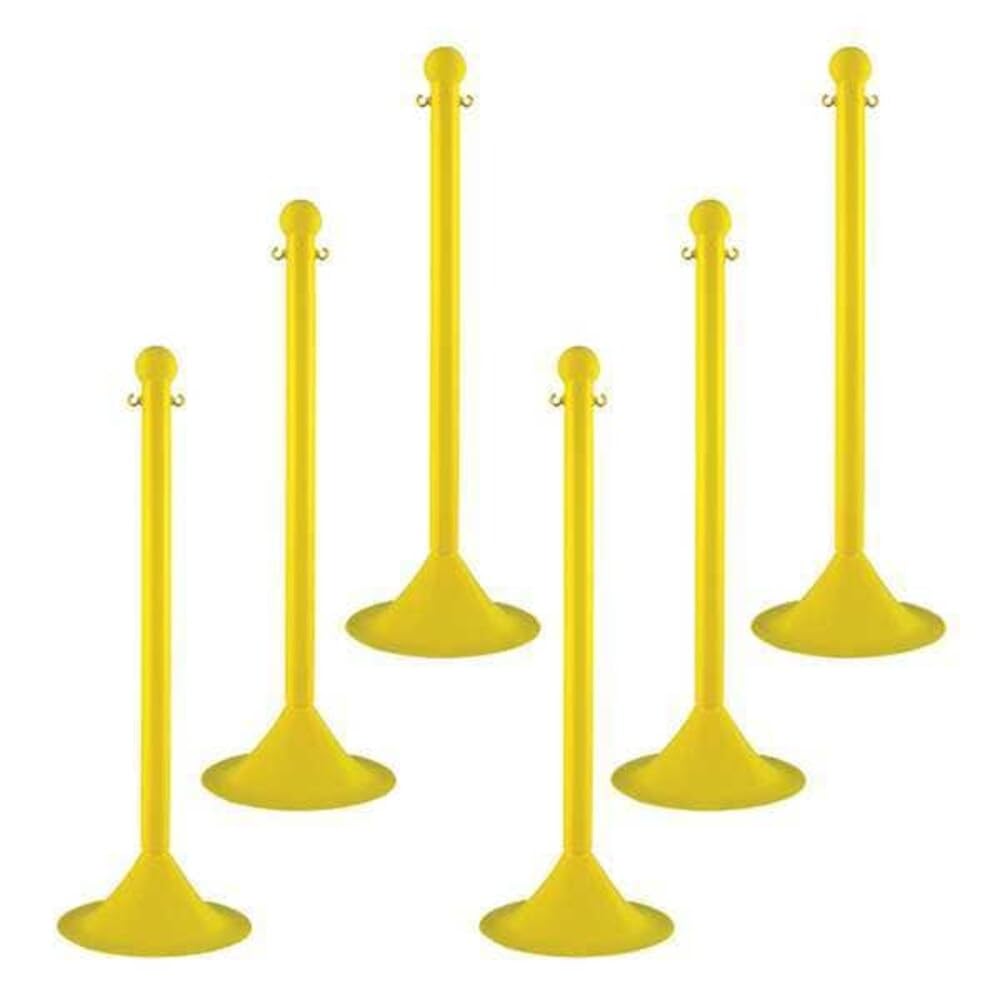 Mr. Chain 91502-6 Yellow Stanchion, 2" link x 41" Overall Height, Pack of 6