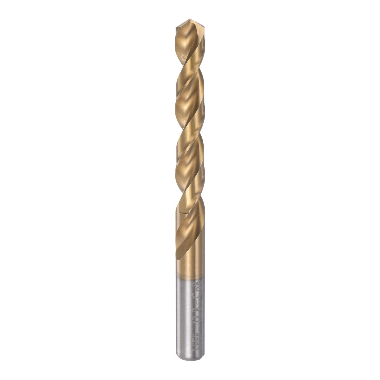 sourcing map Helicoidal Barrena 12,8mm Titanio Revestido (HSS-E) M42 Alta Velocidad Acero 8% Cobalto Recto Vástago para Inoxidable Acero Aluminio Aleación Metal