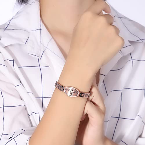 Vicmag Copper Magnetic Bracelet For Women Magnets Brazaletes 99.9% Solid Pure Copper Valentine's Day Gift For Her (Adjustable Size With Gift Box) Magnetic Field Therapy #TOP4