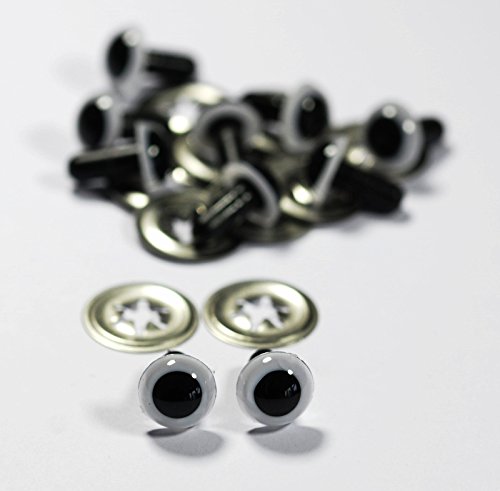 celloexpress 18mm White Crystal Eyes with Metal Backs - Safety Eyes for Soft Toy Teddy Bear Animal Making (Pack of 10 Pairs)