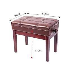 TEmkin Tabouret de Piano en Bois Massif, Banc de Piano Solo de Luxe, Hauteur réglable de 10 cm, 55 x 34 x 47-57 cm, Parfait pour la Pratique du Piano, Teck, Marron (Marron 1) – Image 7