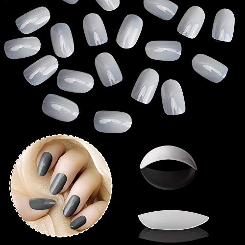Noverlife 1200Pcs Round Acrylic Nails Fake Nails Tips, 10 Sizes, Full Cover Short Oval False Nails Artificial Nail Art Manicure Finger Nails For Nail Salon Diy Nail Design - Clear, Natural #TOP17