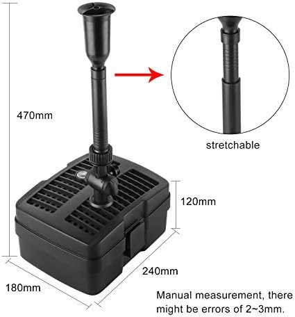 Bild 2 - Forever Speed 4 in 1 Teichpumpe Springbrunnenpumpe mit Filter, 5W/9W/11W UV-Klärer, 1000l/h-2500l/h, mit 10m Stromkabel für Garten- und Springbrunnengestaltung (5W 1000l/h)
