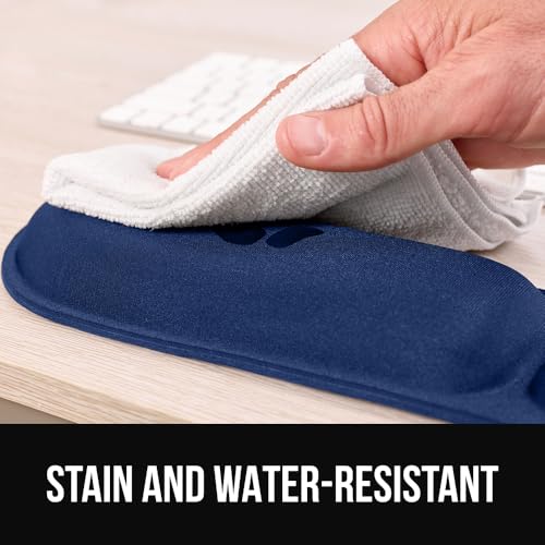 Image of GORILLA GRIP Silky Memory Foam Keyboard Wrist Rest for Computer and Mouse, Ergonomic Typing Support Pad, Desk Office Supplies, Gaming Accessories, Hand & Arm Mousepad Cushion and Coaster Set Navy Blue