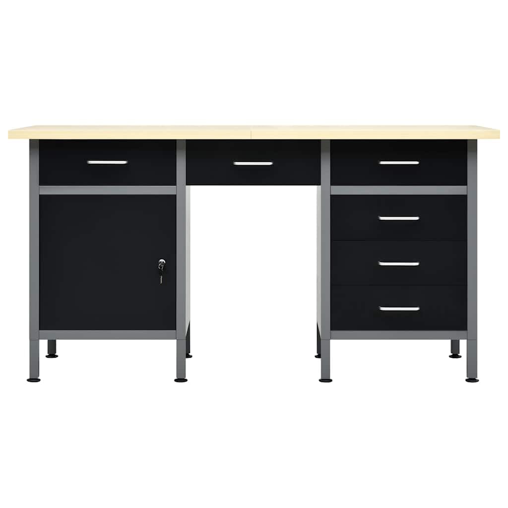 Stół warsztatowy czarny stal 160x60x85 cm 6 szuflad 500 kg