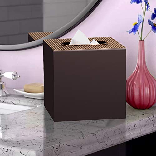 Nu Steel Selma Orb Boutique Tissue Box Cover Set Stainless Steel Square Facial Tissue Box Holder For Bathroom Vanity Countertops,Bedroom Dressers-Copper/Orb Finish Medium #TOP2