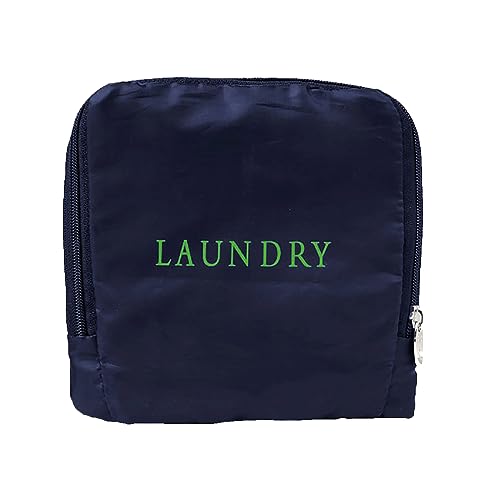 Miamica Travel Laundry Bag - Laundry Script, Navy/Green