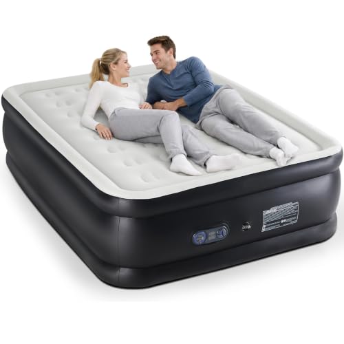 Sweetcrispy Weight Capacity 660 lbs Air Bed, Double Height, Non-Slip Bottom Design, Queen Air Mattress - 22" Inflatable Blow Up Airbed with Built-in High Capacity Pump for Home or Camping