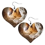 Pendientes de corazón de grano natural de la mina de sal del castillo, elegantes y ligeros, colgantes para mujeres y niñas, talla única, cuero, sin piedras preciosas, talla única, cuero, sin piedras