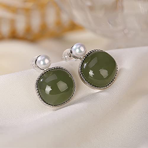 Boucles d'oreilles argent résistant et jade vert anti-allergie