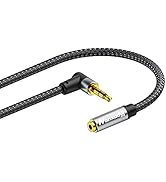 Nanxudyj 90 Degree 3.5mm Male to Female 10ft/3m Stereo Audio Extension Cable,Nylon Braid Right An...